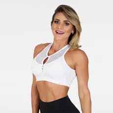 Top Cropped Suplex Academia Detalhe em Tela Costas Nadador Com Bojo Fitness LAÍS