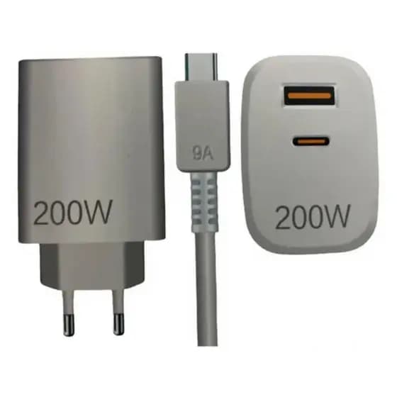 Carregador Kit Turbo 200W Cabo Tipo c /tipo c Fonte entrada USB/tipo c