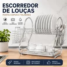 Escorredor de Louças Metal Porta Copos e Talheres Organizador Cozinha