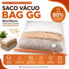 Saco Vácuo Bag GG 80x100cm com Válvula para Armazenamento de Roupas Edredons Cobertores Travesseiro e Viagenss