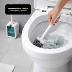 Escova Sanitária com Suporte Plástico Sortida Higiene Banheiro Durável Prática Limpeza Diária