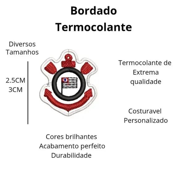 Patch Bordado Corinthians TAMANHO MINI Ideal para Amigorumi Termocolante Modelo Simplificado