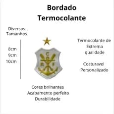 Patch Bordado Clube de REMO Flamengo Termocolante Branco e Dourado Com ESTRELA