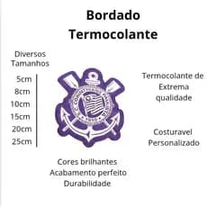 Patch Bordado Corinthians Roxo e Branco Termocolante Timão
