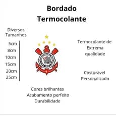 Patch Bordado Corinthians Futebol Com Estrelas Termocolante COM 5 Estrelas Douradas