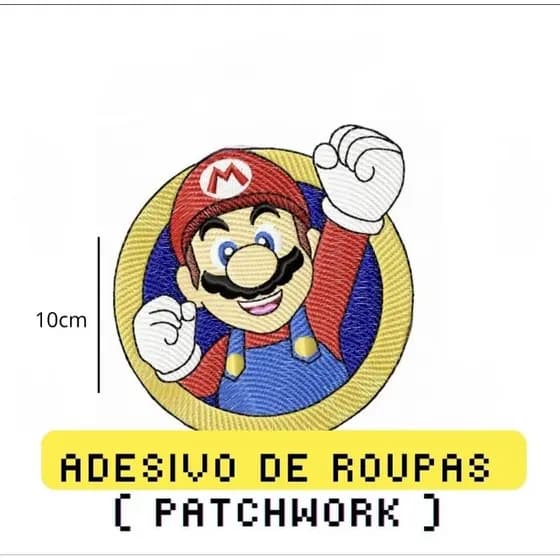 Bordado Mario Bros Petches Autocolante 10cm
