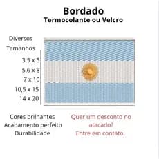 Patch Bordado Bandeira Argentina Termocolante ou Velcro