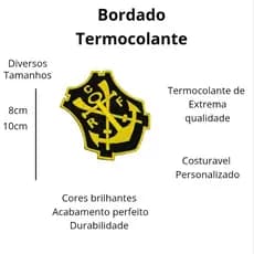 Patch Bordado REMO FLAMENGO preto com dourado Termocolante