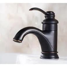 Torneira Do Banheiro Óleo Friccionado Bronze Bacia Pia Latão Sólido Estilo Vintage Único Punho Torneiras Misturadoras Ág