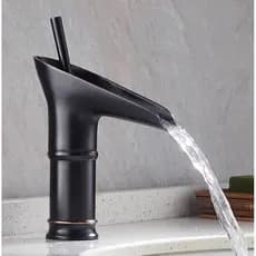 Torneira Cascata Estilo Vidro De Vinho , Para Pia De Banheiro , Óleo Preto , Misturador De Latão , Torneiras Quentes E F