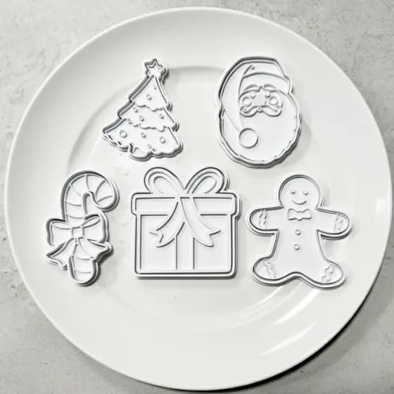 Kit 5 Cortador Marcador Biscoito Massas Natalino Biscuit Pasta Americana - Artigos de Confeitaria para Natal