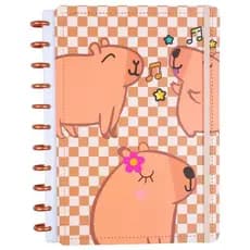 Caderno Capivara com Folhas Reposicionável Capa Dura Escolar Estudo Anotações Envio Rápido