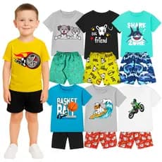 Kit 2 Peças Premium Infantil Menino Verão Conjuntos Confortável