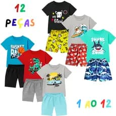 Conjuntos De Roupa Infantil Menino Masculino Verão 1 a 12 anos