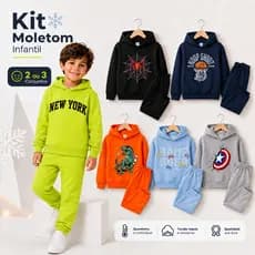 Kit 4 6 Peças Conjunto Moletom Infantil Menino Masculino Frio Inverno Manga Longa Com Capuz Outono