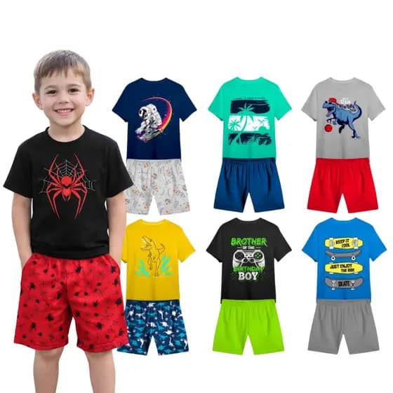 Kit 10 Peças Infantil Menino Roupa Verão Masculino 5 Conjunto