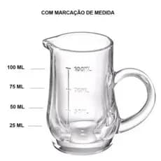 Dosador Prisma 100ml Medidor de Vidro Mini Jarra Cozinha Bar Drinks Receitas Precisão