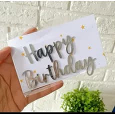 Topo para bolo| Happy Birthday | Frase para bolo prata