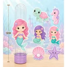 20 Tubete Acrílico 13cm com aplique 3D - Tubete para lembrancinha- Tubete Sereia