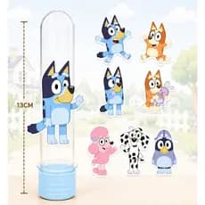 20 Tubete Acrílico 13cm com aplique - Tubete para lembrancinha- Tubete Bluey