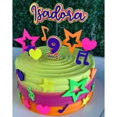 Topo para Bolo Neon-Topo de bolo personalizado- Topo personalizado 3D-Festa Neon
