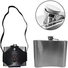 Cantil Inox C / alça Couro Sintetico 900ml Golden Rio