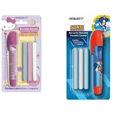 Caneta borracha retratil Hello Kitty ou Sonic com 04 peças Leo e Leo