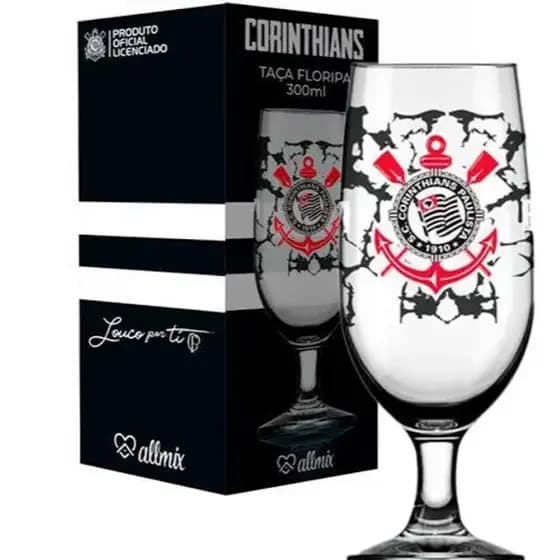 Taça de vidro floripa 300ml corinthians allmix