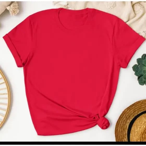 Camiseta Camisa T-Shirt Feminina 100% Algodão Lisa Promoção Gola Redonda para Natal