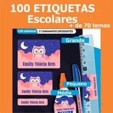 100 etiquetas material escolar -  - 3 tamanhos - + de 70 temas, envio rápido - vinil resistente a água