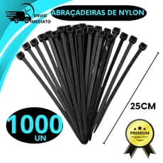 Abraçadeira 25Cm Presilha Preta Enforca Gato Organizador de Fios