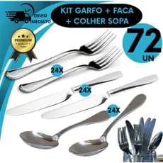 Utensílios de Cozinha Kit Talher Garfo Faca Colher Inox Ideal Casa Restaurante Lanchonete