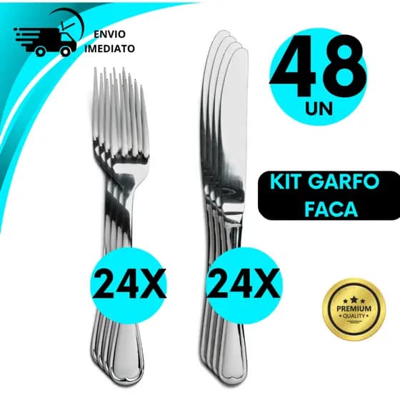 Kit Garfo Faca Inox Reforçado Ideal para o Dia a Dia Resistentes Sofisticados