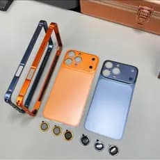 3-Em-1 Capa De Celular laranja Change 17 Pro Max Metal Frame Capinha 17 Pro Max para 13 14 15 16 Pro