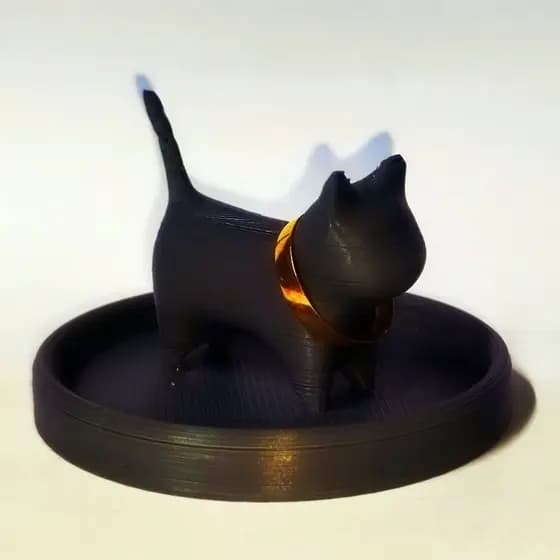 Porta Anel Gato - Elegância e Charme para Suas Joias  - Decorativo Criativo - Impresso em 3D (PLA)