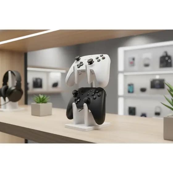 Suporte Duplo Controles PS5 / Xbox - Organizador Gamer Vertical Minimalista - 3D