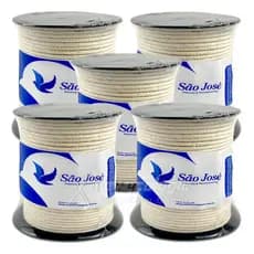 05 Corda Cordão 100% Algodão 3mm Com 50 Metros Trançado