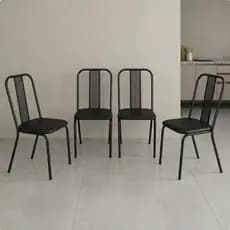Kit 4 Cadeiras de Jantar Tubular Estofada para Cozinha Sala de Jantar Área Gourmet