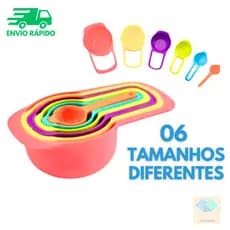 Kit Colher Medidora 6 Peças Xícaras Colheres Para Cozinha Receitas Bolos Confeitaria Encaixáveis