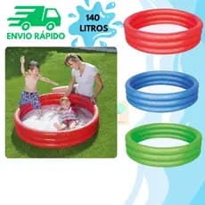 Piscina Infantil 140L Inflável Redonda Para Criança Praia Verão 3 Anéis