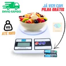 Balança De Cozinha Digital Branca 10kg Precisão Dieta Profissional