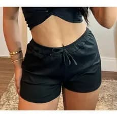 Short Shortinho Malha Canelado Básico - Cor Preto Verde