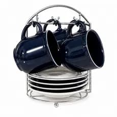 Porta Xícaras com Suporte para 6 Xícaras e Pires Organizador Cromado Cantinho do Café Bancada Cozinha
