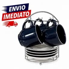 Suporte Porta Xícaras e Pires Cromado Organizador de Bancada para 6 Xícaras Cantinho do Café Cozinha