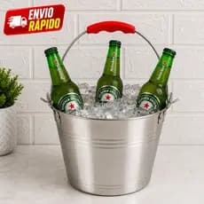 Balde de Gelo Inox 3L com Alça Balde para Bebidas Churrasco Festa Área Gourmet