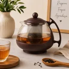 Chaleira de Vidro 750ml com Infusor em Aço Inox para Chá Bule de Vidro Resistente