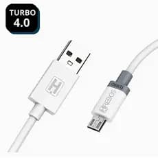 Cabo Micro USB V8 Turbo 4.0A Carga Rápida - 1,2m Branco HRebos