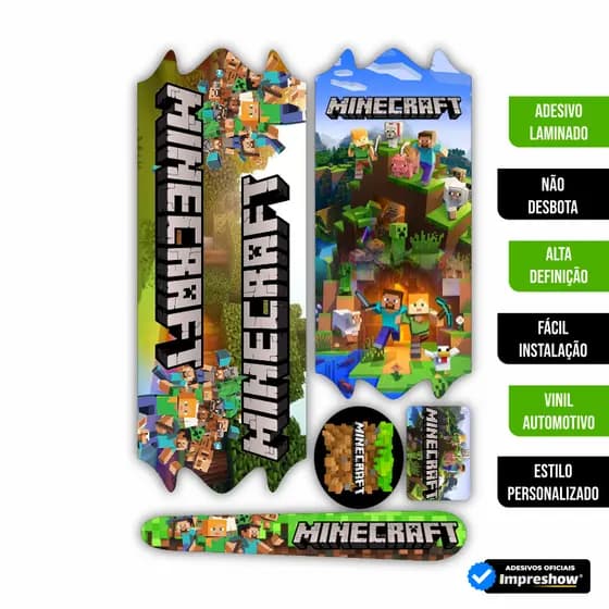 Adesivos Minecraft Para Bike Bicicleta Infantil 🚲 Aro 12 a 24 | Kit Completo Personalizado! - Alta qualidade!