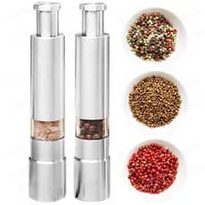 Kit 2 Moedor Manual Porta Temperos Sal Pimenta Em Aço Inox