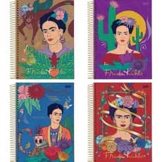 Caderno College Médio 10 Matérias Frida Kahlo 160 Folhas 56g Offset Tamanho 177x242mm.